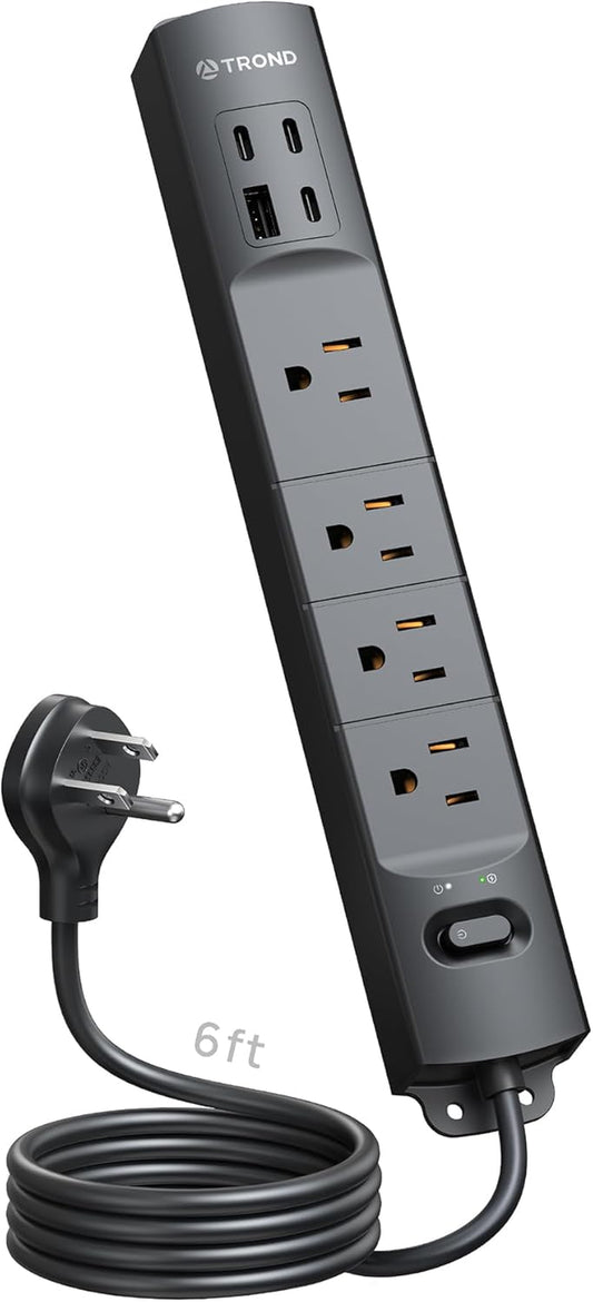 Wall Mount Surge Protector Power Strip with USB C Ports, ETL Listed
